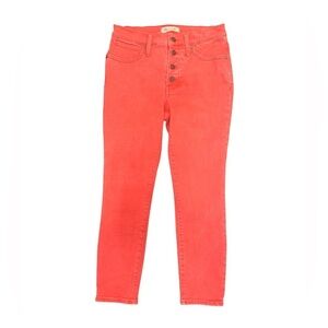 Madewell High-Rise Button Fly Coral Skinny Pants